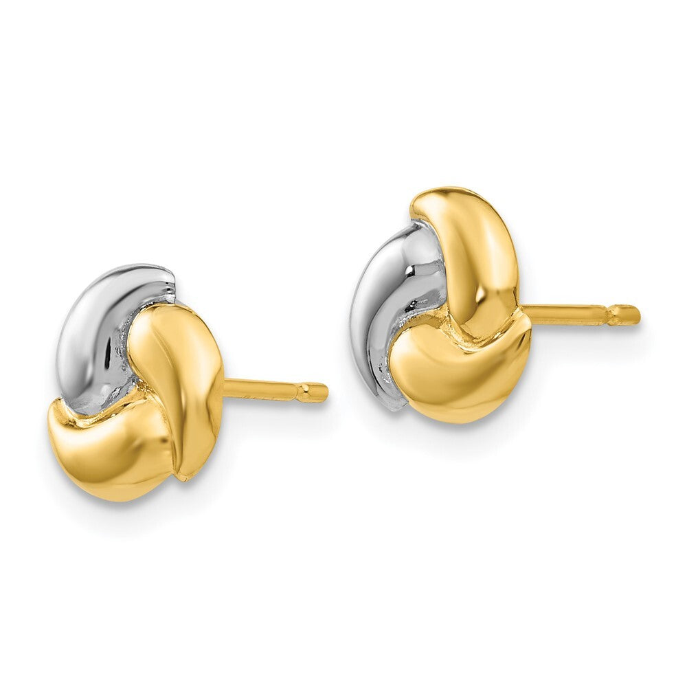 14k Yellow Gold Polished & Rhodium Fancy Stud Earrings Gift for Women