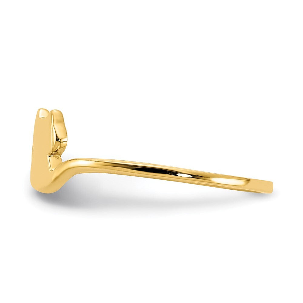 14K Yellow Gold Gold Polished Cat Adjustable Cuff Ring Size 7
