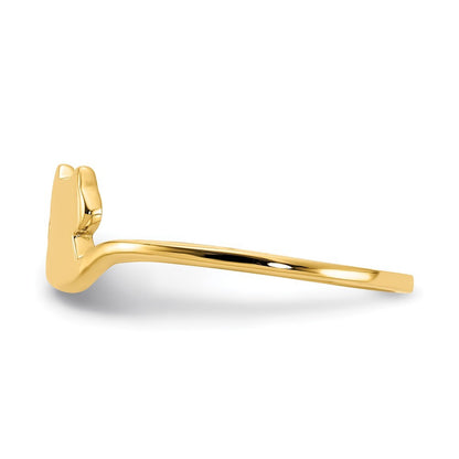 14K Yellow Gold Gold Polished Cat Adjustable Cuff Ring Size 7