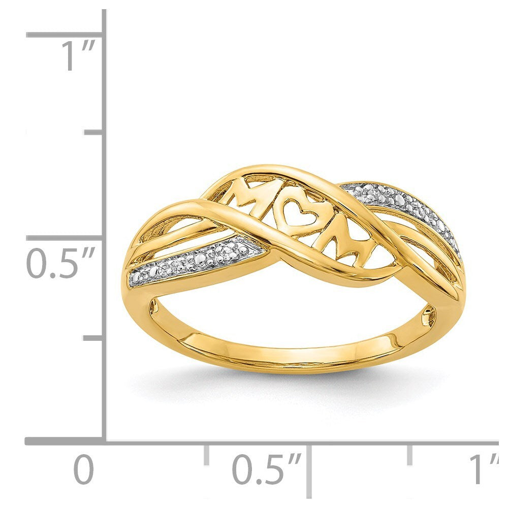 14K Yellow Gold w/Rhodium Diamond MOM Ring Size 7
