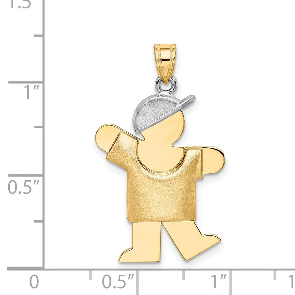 14k Two-Tone Gold Puffed Boy with Hat on Left Engravable Charm