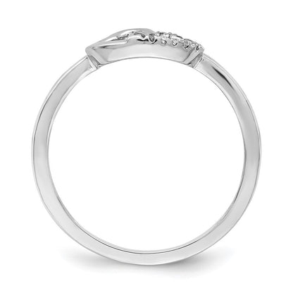 14k White Gold Diamond Double Heart Ring Size 7
