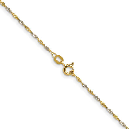 14k Yellow Gold Yellow Gold with Rhodium 1.4mm Singapore Chain Necklace
