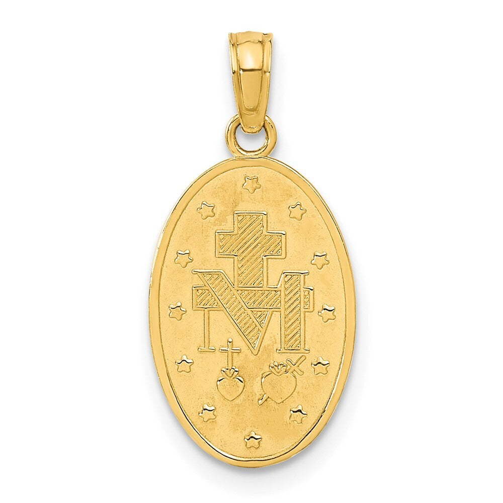 14k Yellow Gold Miraculous Medal Pendant for Women