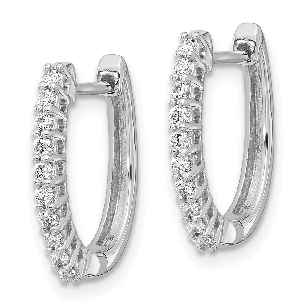 14k White Gold Diamond Hinged Hoop Earrings