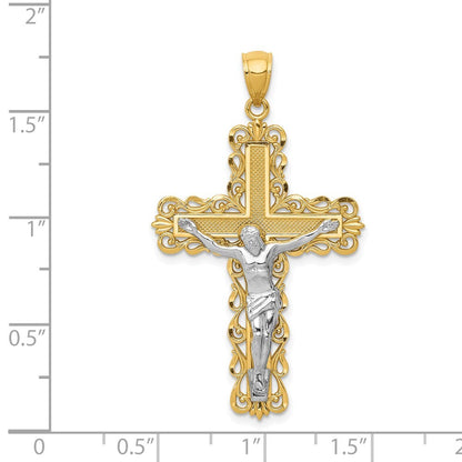 14k Two-tone Gold Crucifix Pendant for Women