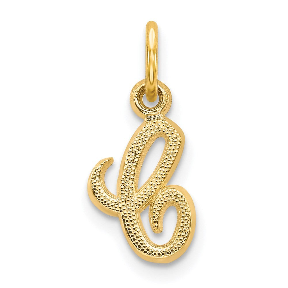 14k Yellow Gold Script Letter C Initial Charm