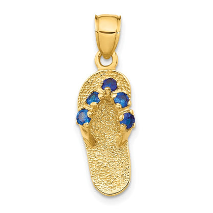 14k Yellow Gold 3D September/Cubic Zirconia Birthstone Flip Flop Pendant