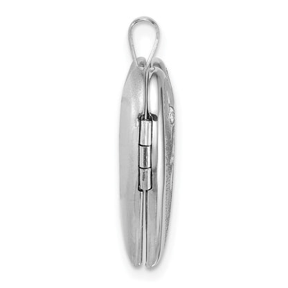 Sterling Silver Brushed And Polished 1/20 Ct Diamond Angel Heart Locket