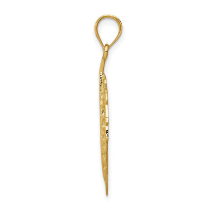 14k Yellow Gold Polished Leaf Pendant for Women