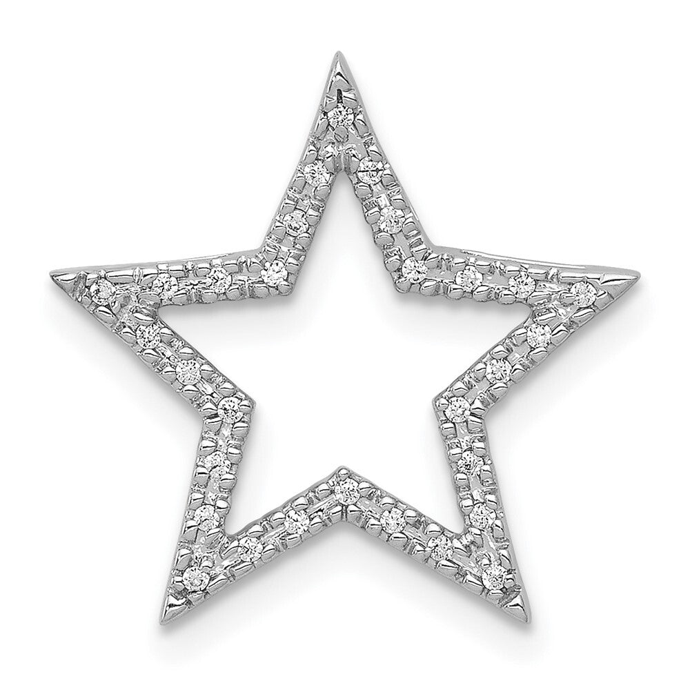 14k White Gold Diamond Star Chain Slide Pendant for Women