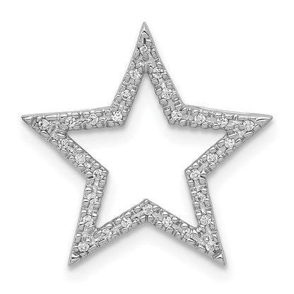 14k White Gold Diamond Star Chain Slide Pendant for Women