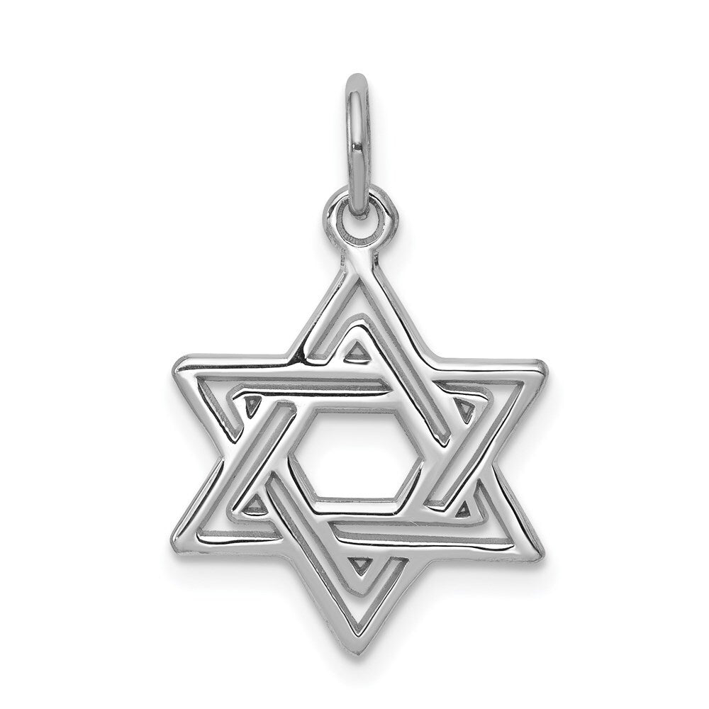 14k White Gold Star of David Charm Pendant for Women