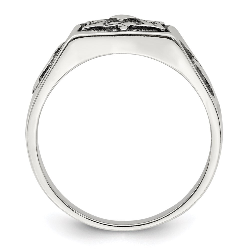 Sterling Silver Antiqued Masonic Ring Size 9