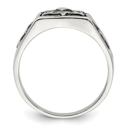 Sterling Silver Antiqued Masonic Ring Size 9