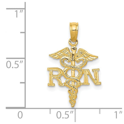 14k Yellow Gold Polished R.N. Pendant for Women