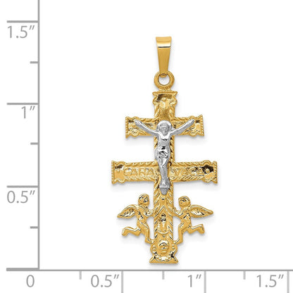 14k Two-tone Gold Cara Vaca Crucifix Pendant for Women