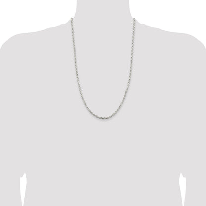 Sterling Silver 3.25mm Beveled Oval Cable Chain Holiday Gift for Women