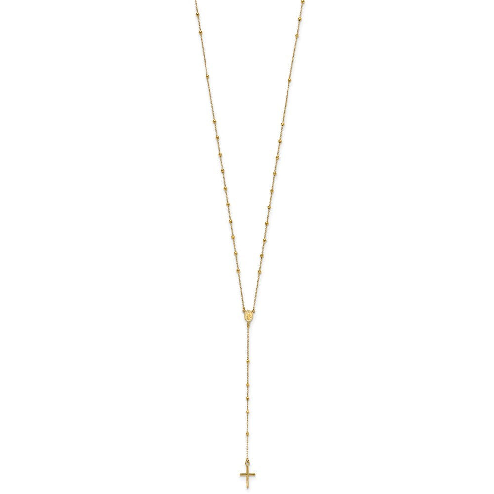 14k Yellow Gold Polished Rosary 24 inch Necklace