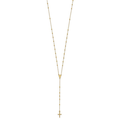 14k Yellow Gold Polished Rosary 24 inch Necklace