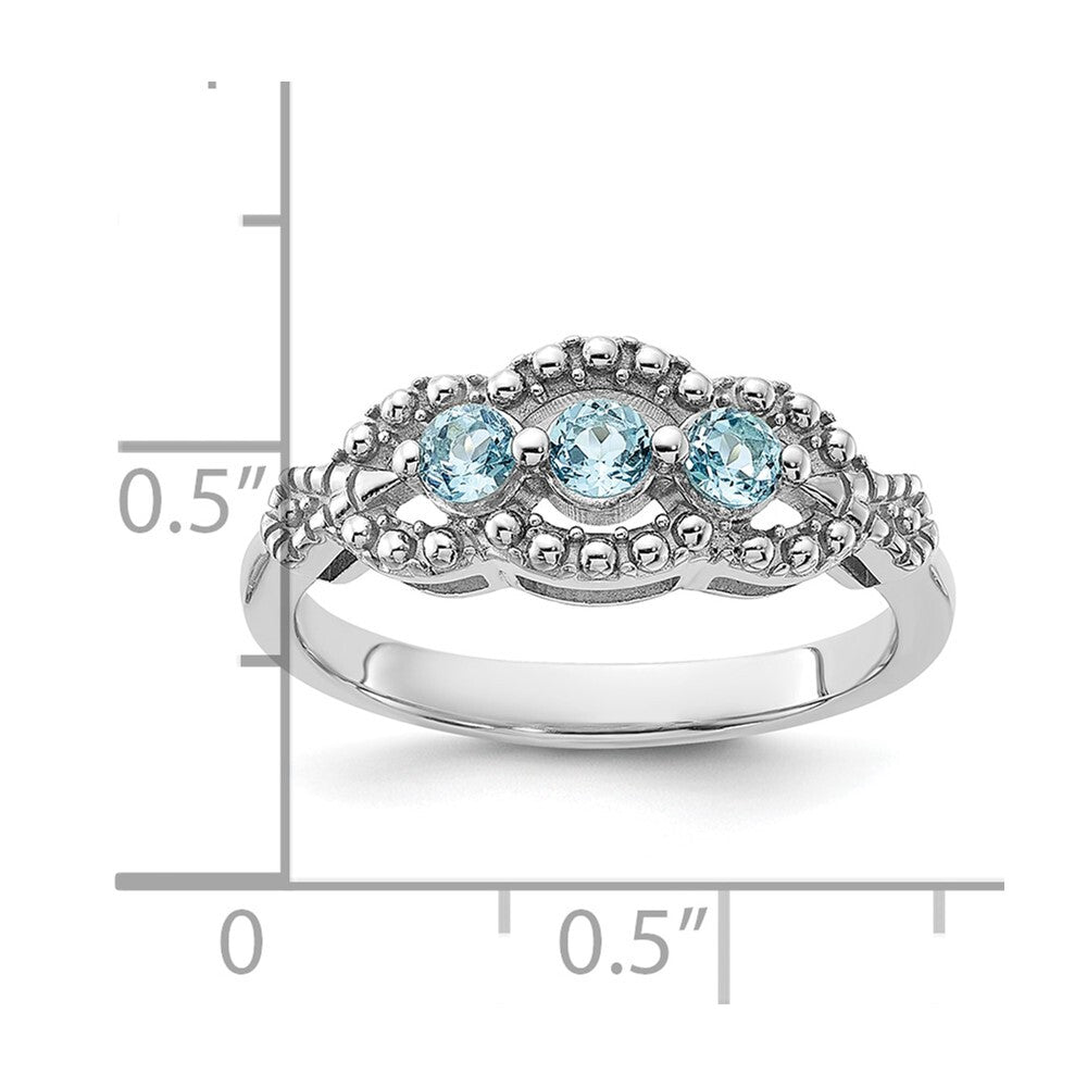 Sterling Silver Rhodium-plated Light Swiss Blue Topaz Ring Size 6