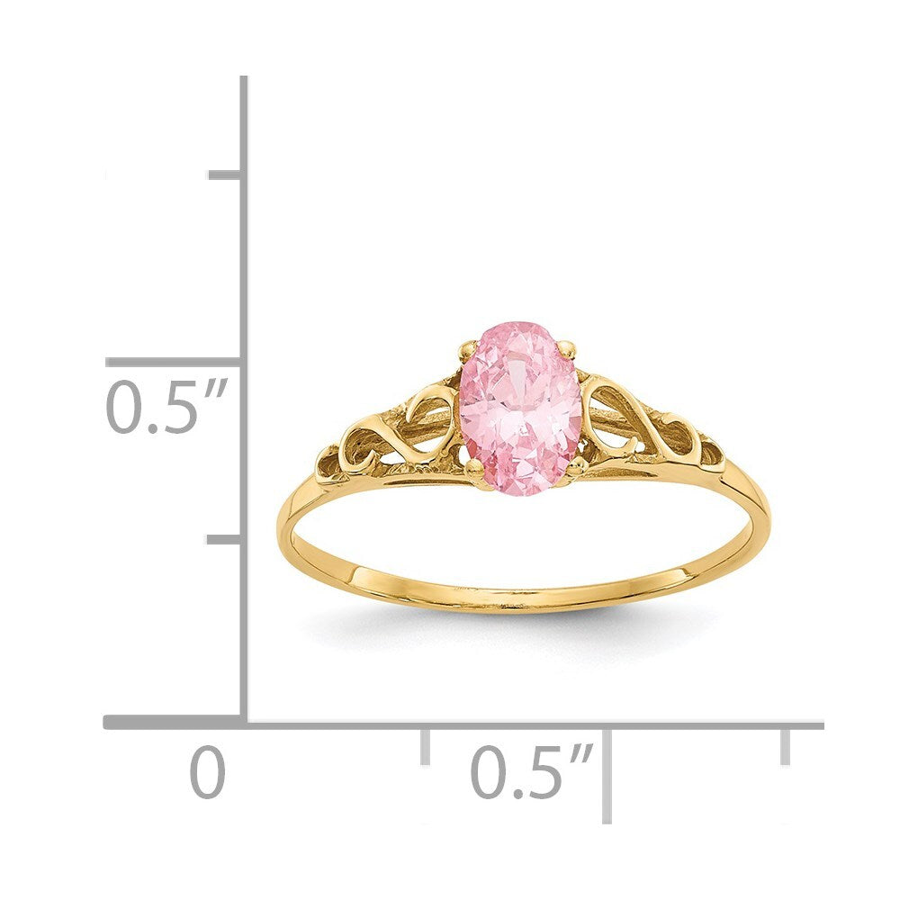 14K Yellow Gold Madi K Synthetic Rose Zircon Ring