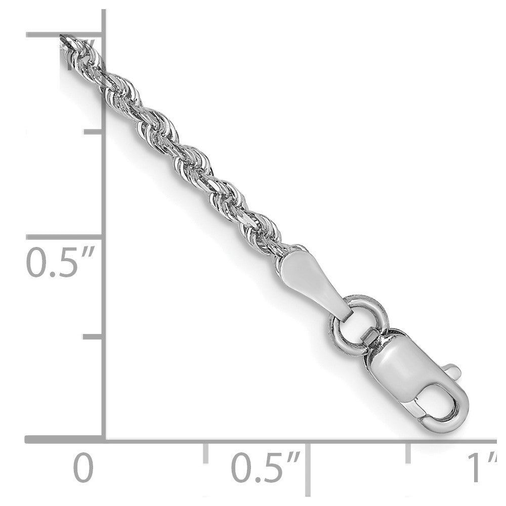 14K White Gold 7" 2mm Diamond-cut Quadruple Rope Lobster Clasp Chain Bracelet