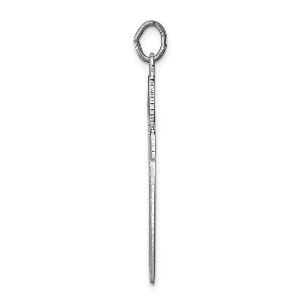 Sterling Silver Rhodium-plated Brshed & Polished Enml Black Cross Pendant