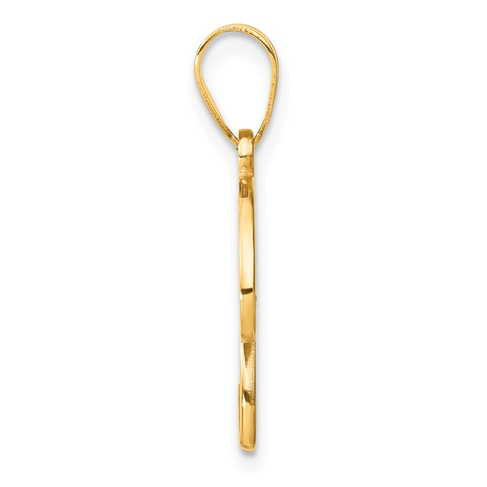 14k Yellow Gold Script Letter U Initial Pendant with Diamond for Women