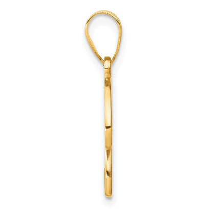 14k Yellow Gold Script Letter U Initial Pendant with Diamond for Women