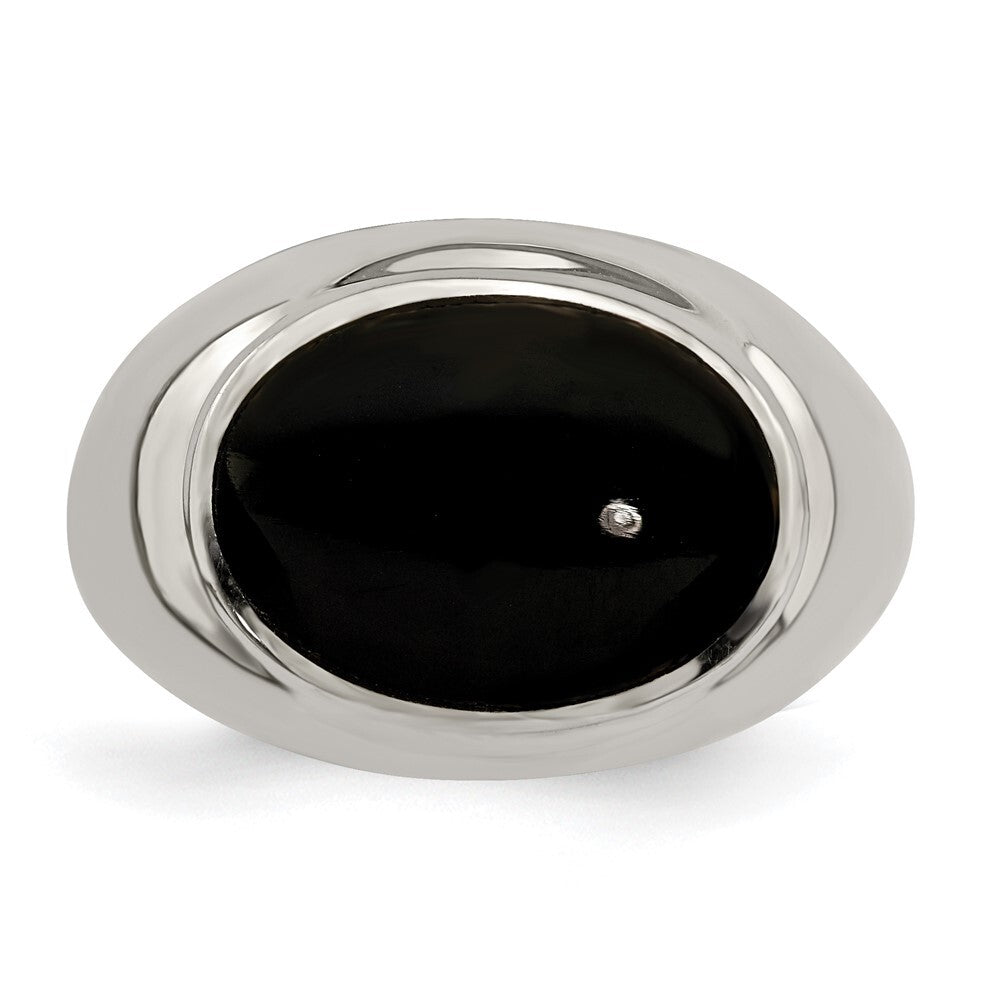 Sterling Silver Polished Black Onyx Ring Size 6