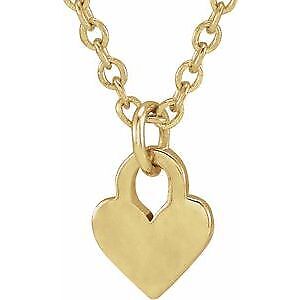 14k Yellow Gold Engravable Heart 16-18" Necklace Gift for Women