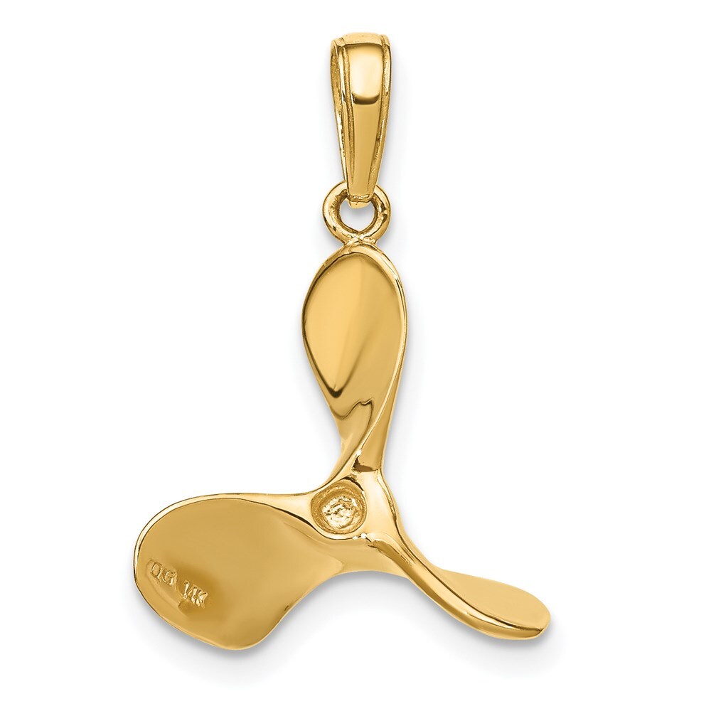 14k Yellow Gold Polished 3-D Propeller Pendant for Women
