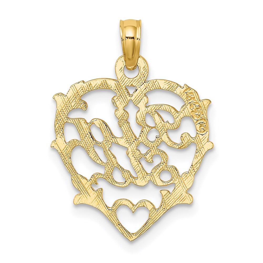 14k Yellow Gold BIG SIS in Heart Charm Pendant for Women