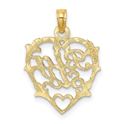 14k Yellow Gold BIG SIS in Heart Charm Pendant for Women