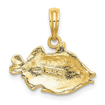 14k Yellow Gold 2-D Polished Engraved Fish Charm Pendant