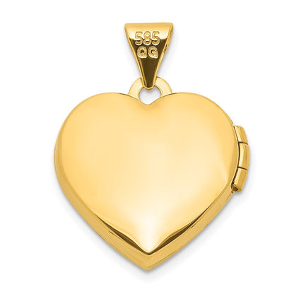 14k Yellow Gold  White Rhodium Crystal 16mm MOM Heart Locket Pendant for Women