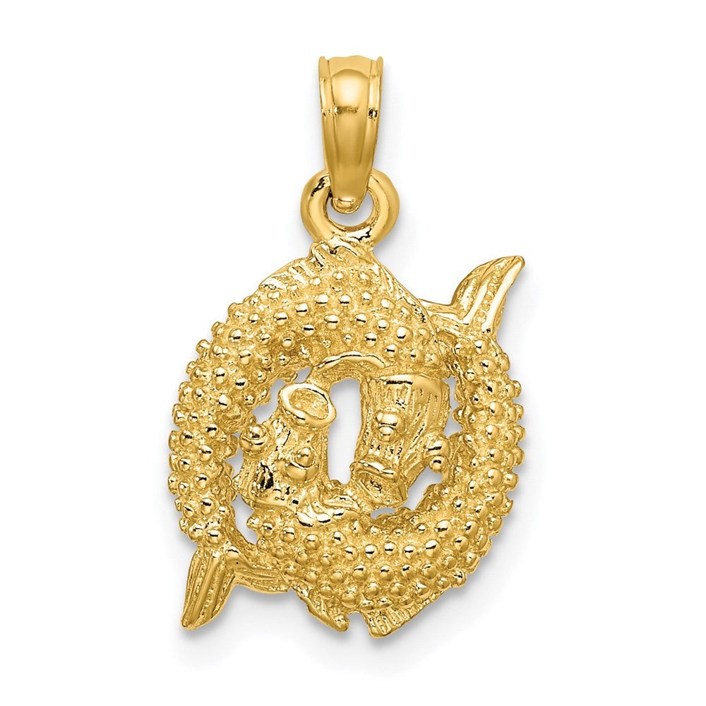 14k Yellow Gold 3-D Pisces Zodiac Charm