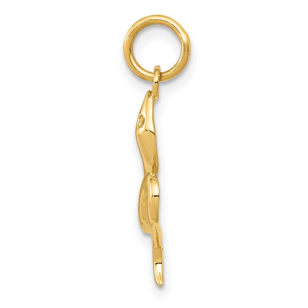 14k Yellow Gold Solid Polished Snake Charm Pendant for Women