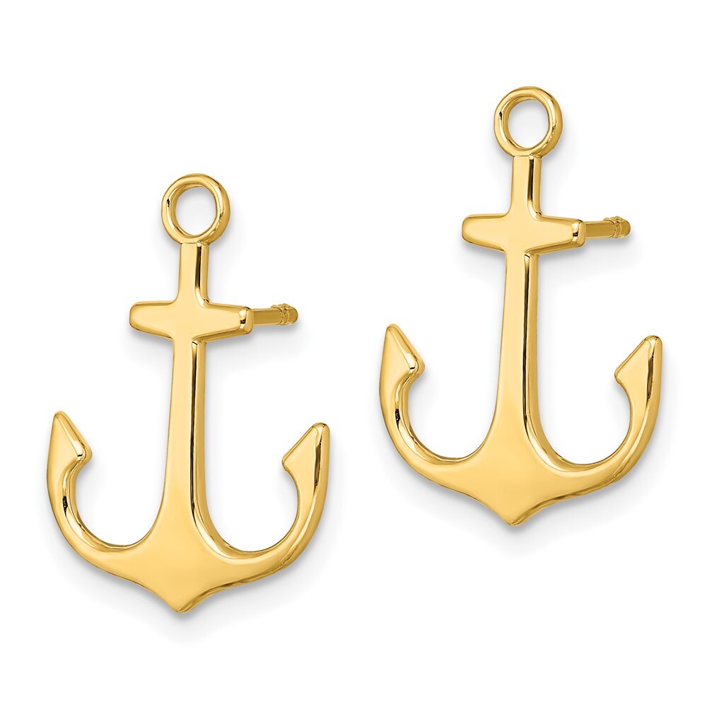 14k Yellow Gold Polished 2-D Anchor Stud Earrings Gift for Women