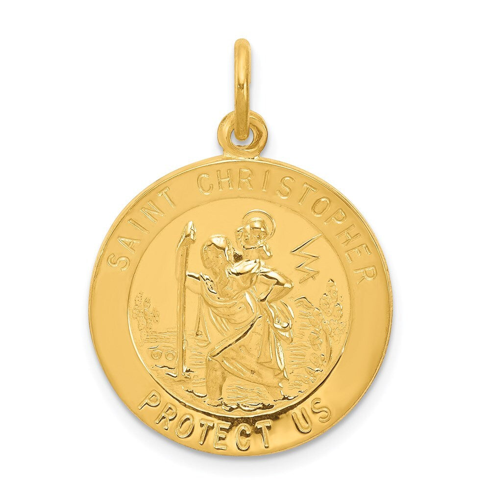 24k Gold-plated Sterling Silver St. Christopher Medal Pendant