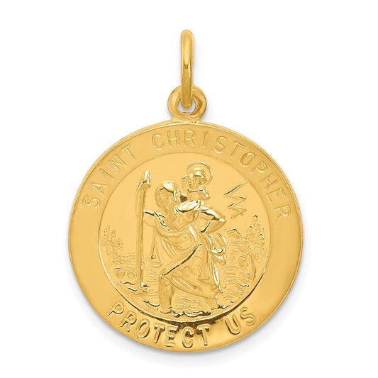 24k Gold-plated Sterling Silver St. Christopher Medal Pendant