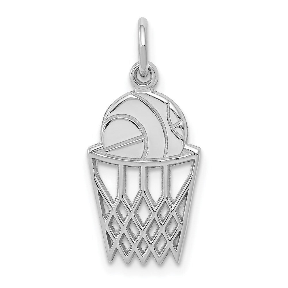 14k White Gold Basketball Charm Pendant for Women