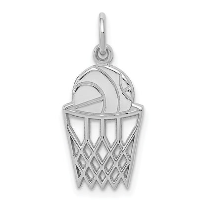 14k White Gold Basketball Charm Pendant for Women