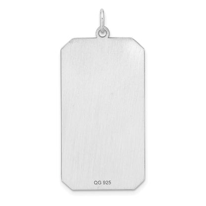 Sterling Silver Rhod-plate Rectangle Polish Front Satin Back Disc Charm