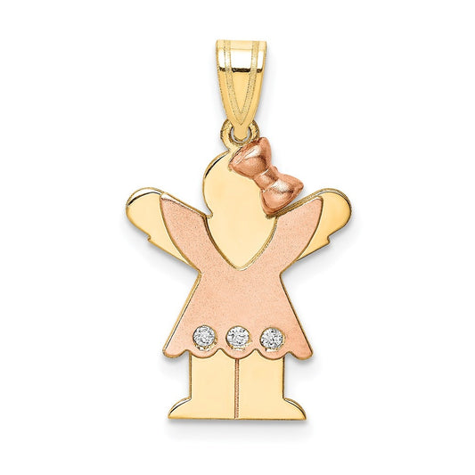 14k Two-Tone Gold AA Diamond Kid Pendant
