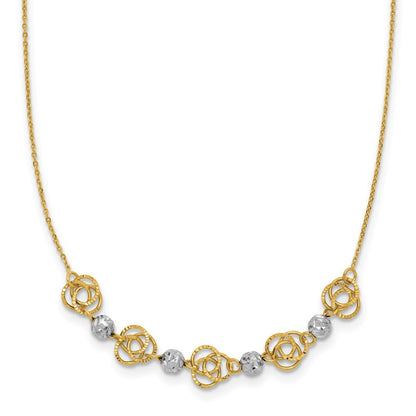 14k Two-tone Gold Diamond-cut Beads & Knots Necklace