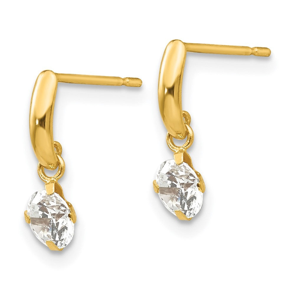 14k Yellow Gold CZ Children's Dangle Earrings