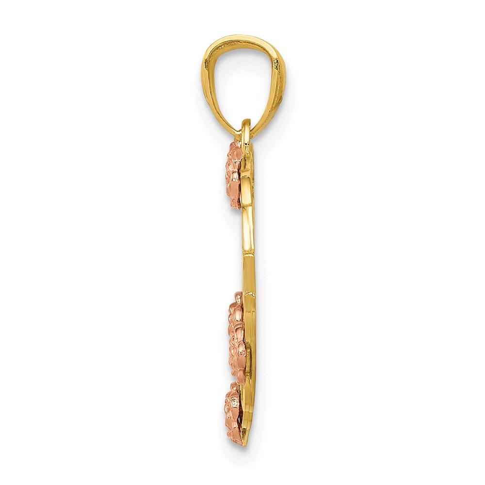 14k Two-tone Gold White Rhodium GRANDMA Heart Pendant for Women