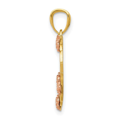 14k Two-tone Gold White Rhodium GRANDMA Heart Pendant for Women